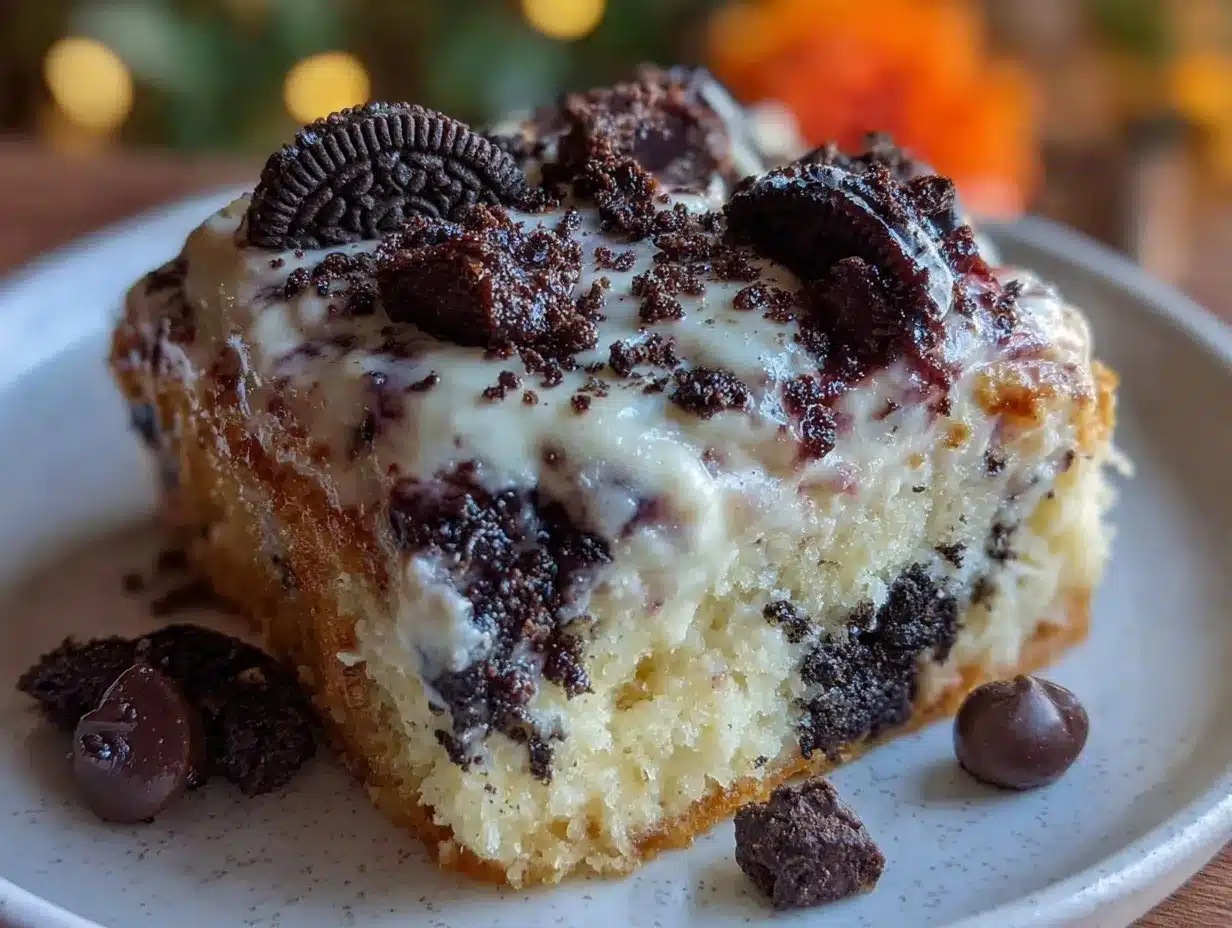 Easy Creamy Cookies and Cream Poke Cake preparation steps