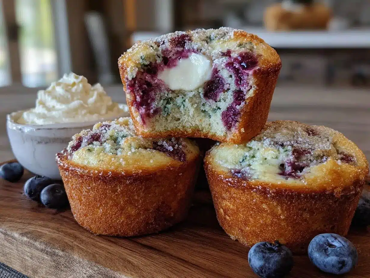 fluffy blueberry cream cheese muffins preparation steps