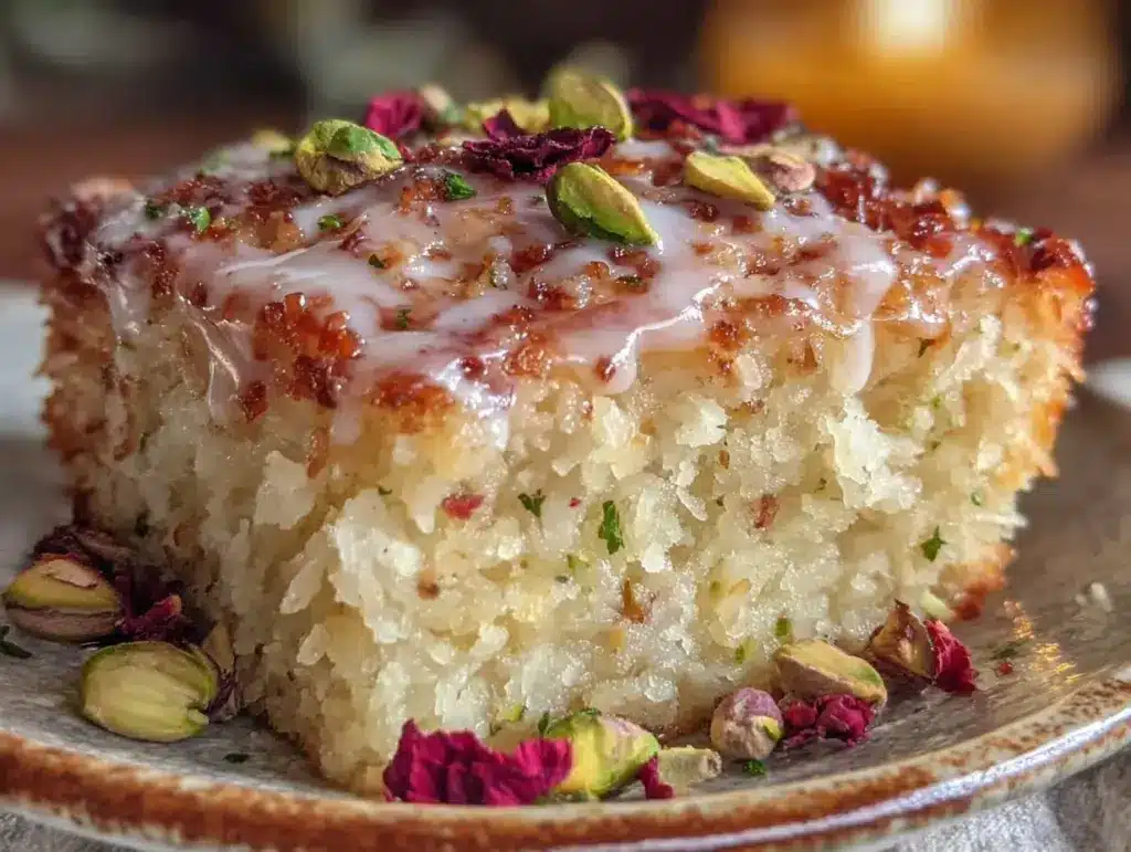 gluten-free rose pistachio cake - featured image