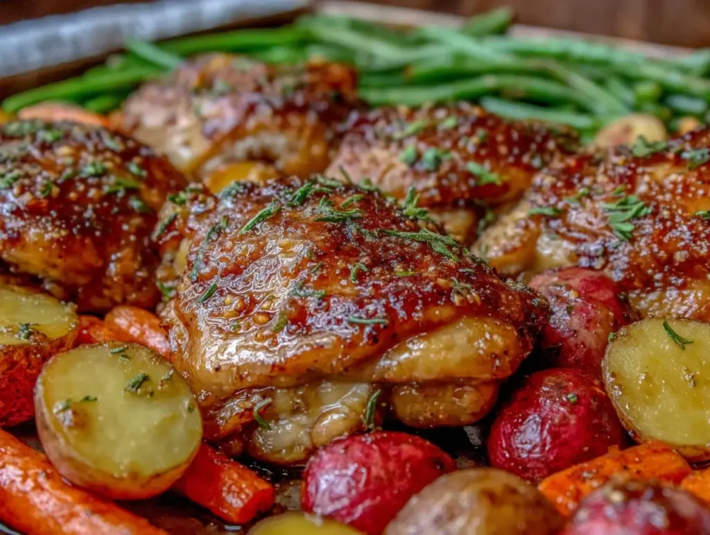 honey garlic butter chicken sheet pan dinner - featured image