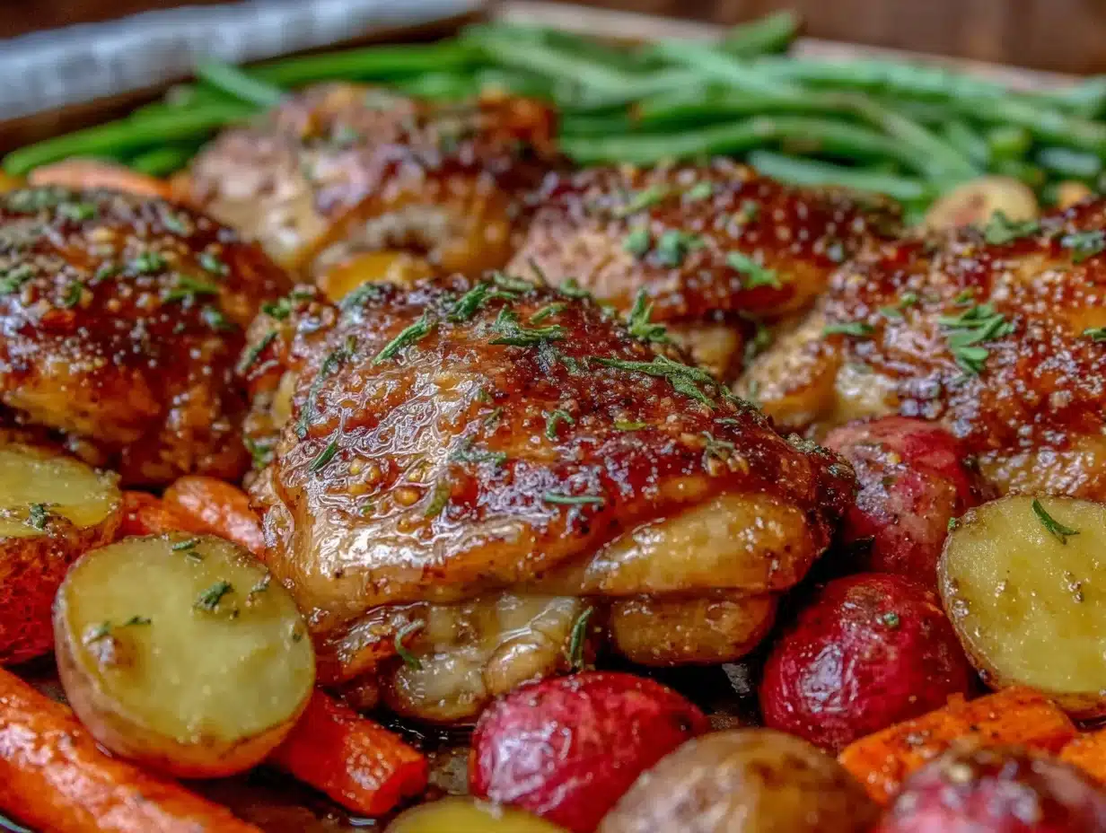 honey garlic butter chicken sheet pan dinner - featured image