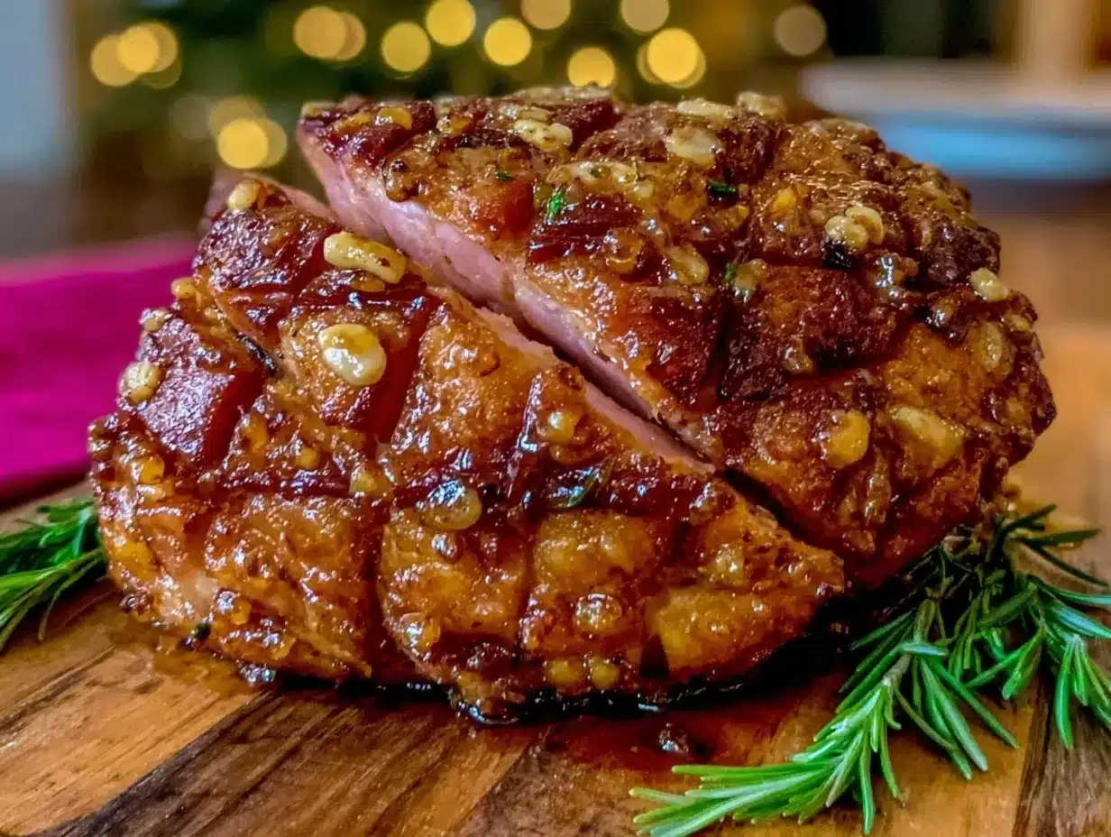 honey garlic butter glazed ham preparation steps