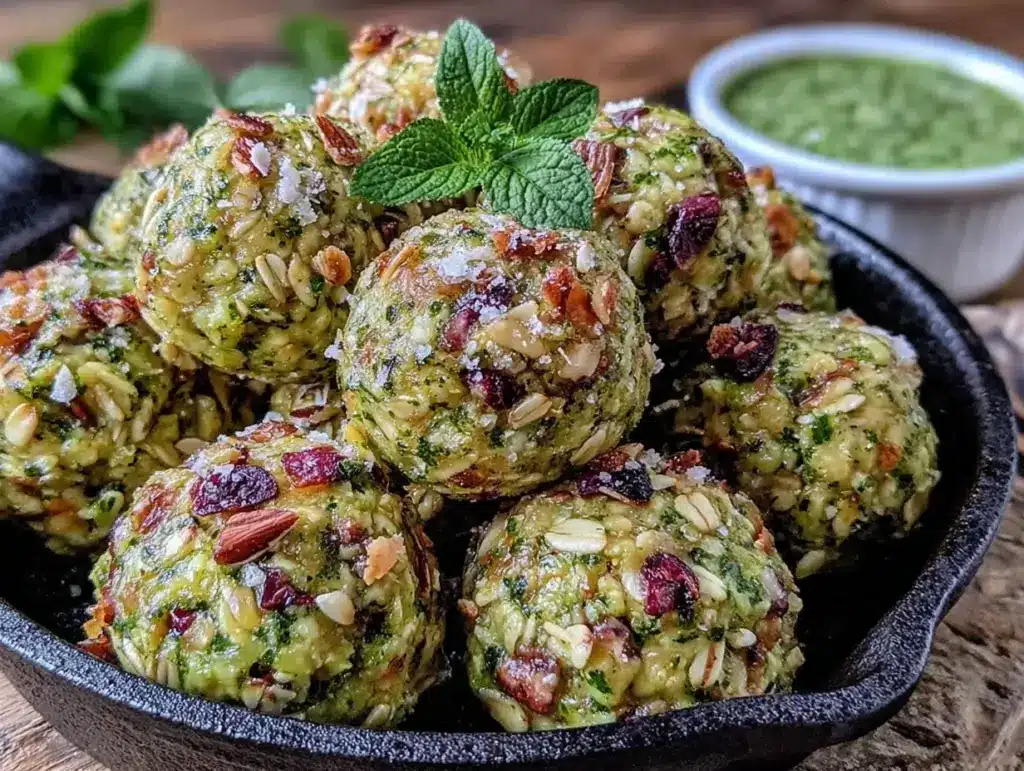 no-bake basil pesto energy bites - featured image