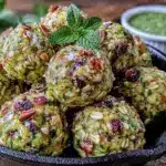 no-bake basil pesto energy bites - featured image