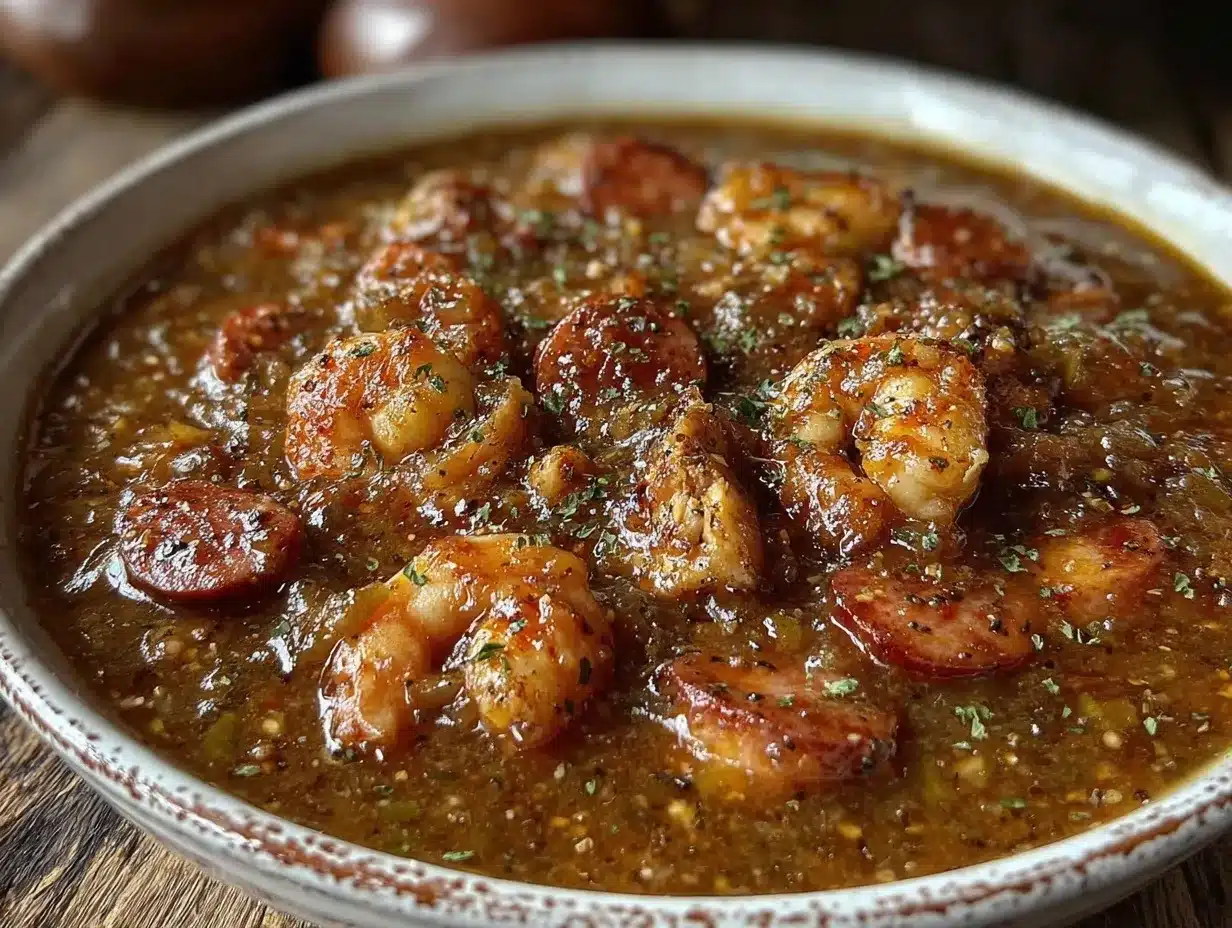 no-mixer chicken and sausage gumbo preparation steps