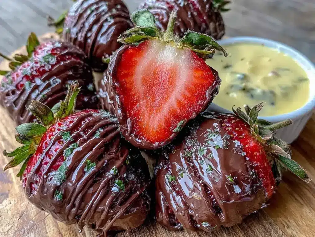 no-mixer chocolate covered strawberries - featured image