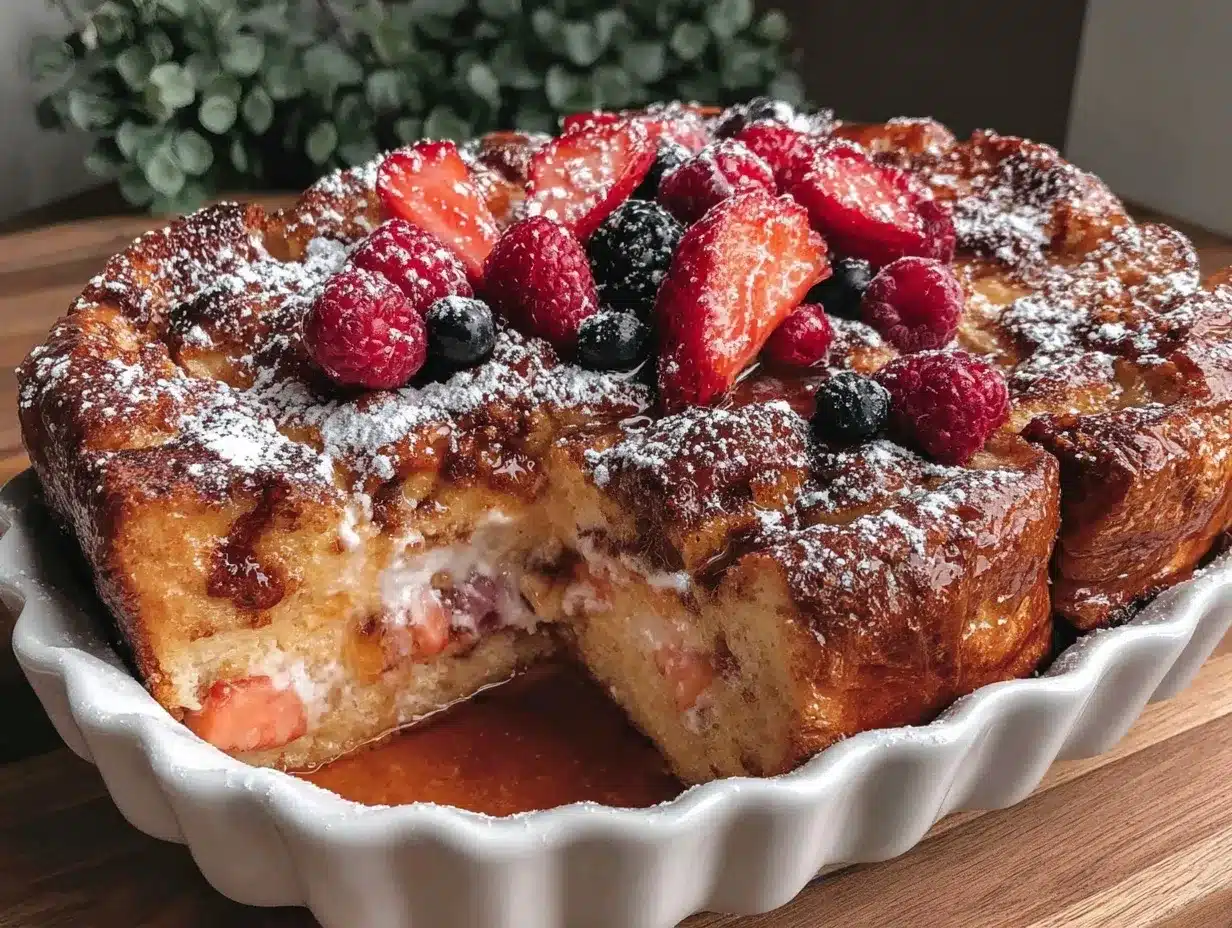 overnight berry french toast casserole preparation steps
