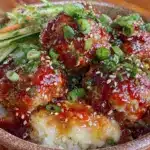 overnight spicy sriracha meatballs - featured image