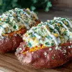 overnight stuffed sweet potatoes with jalapeño ranch - featured image