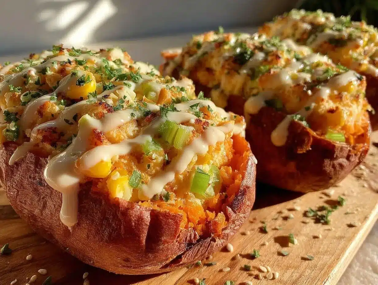 overnight stuffed sweet potatoes with jalapeño ranch preparation steps