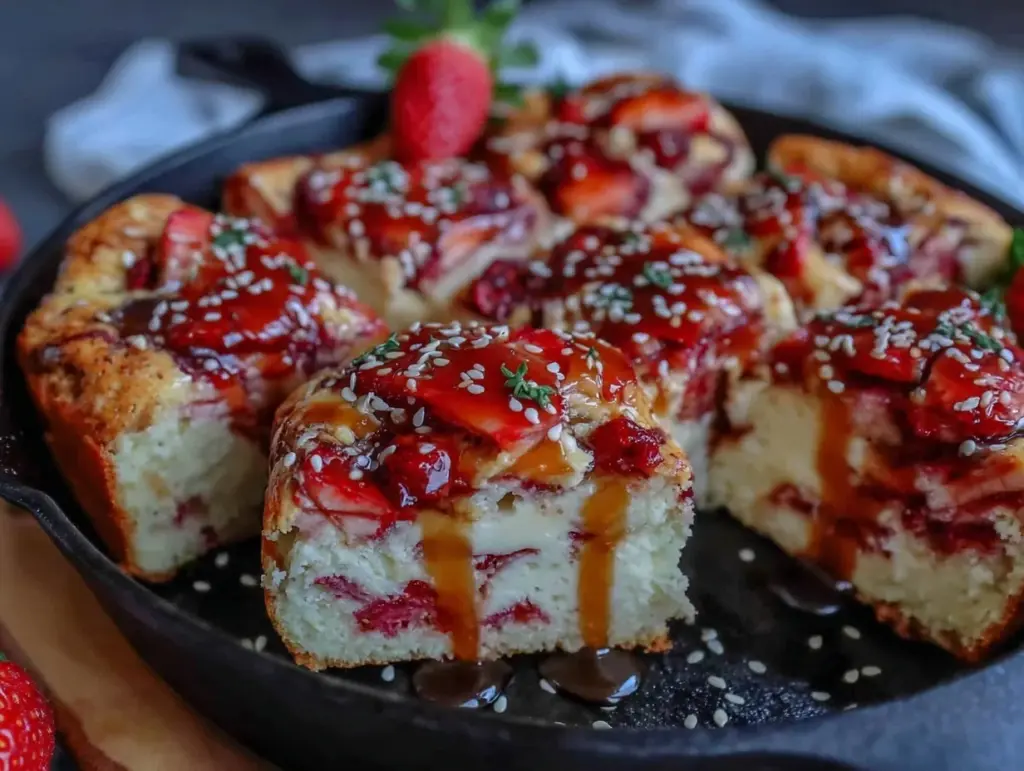 skillet strawberry cheesecake bars - featured image