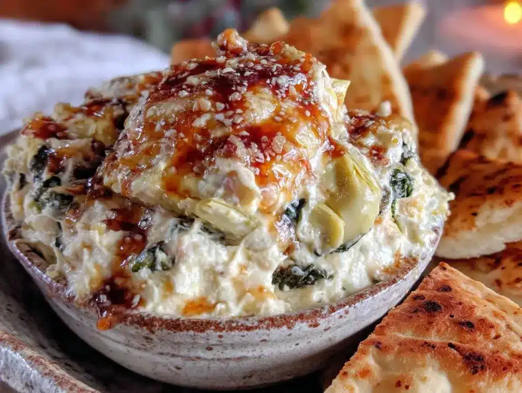 slow cooker spinach artichoke dip - featured image