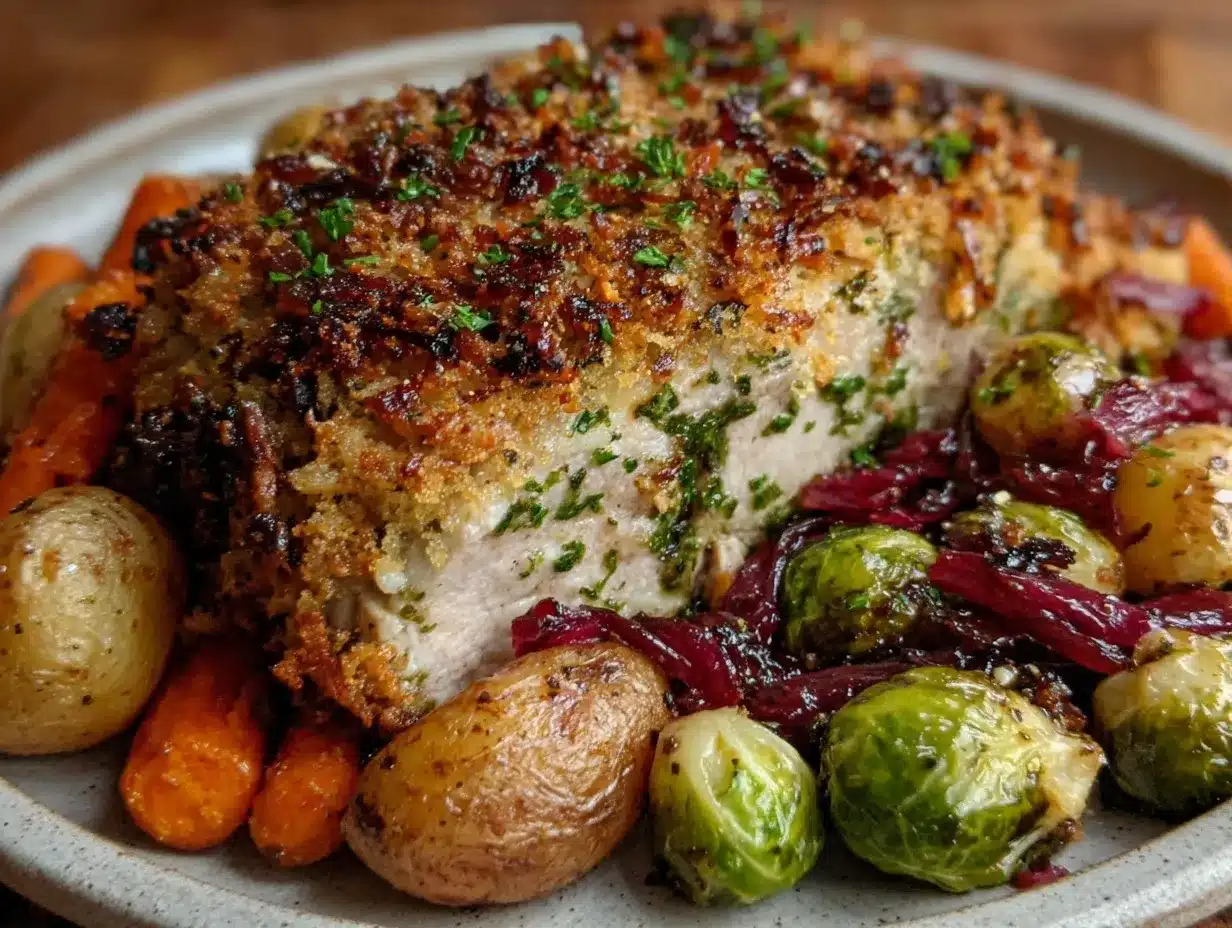 caramelized onion-crusted pork preparation steps