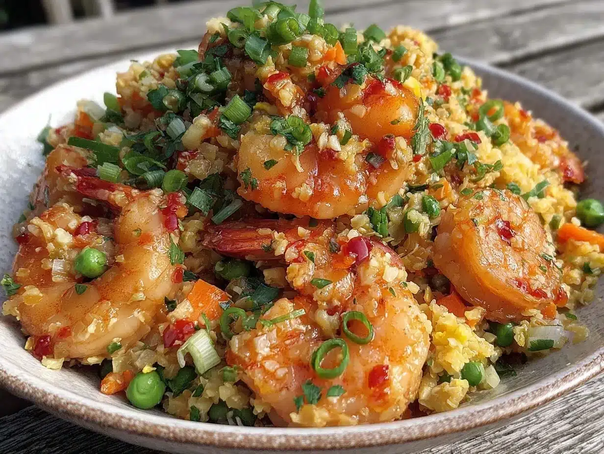 cauliflower fried rice with shrimp preparation steps