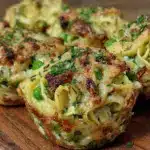 cheesy spring pasta muffins - featured image