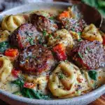 creamy comfort sausage tortellini soup - featured image