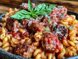 creamy crock pot italian sausage pasta - featured image