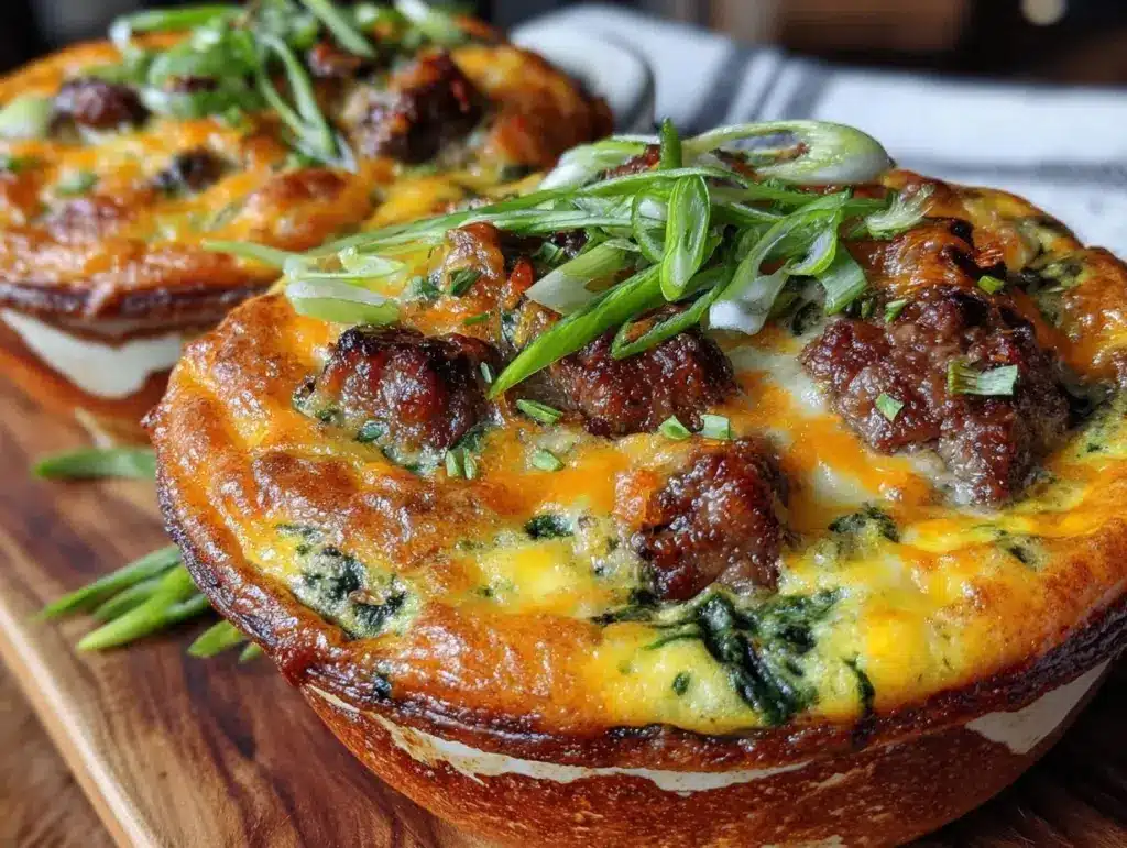 creamy green eggs and ham craft beef bake - featured image