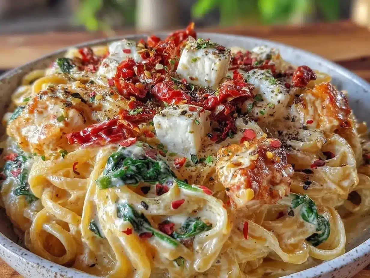 creamy one-pot garlic butter tuscan pasta preparation steps