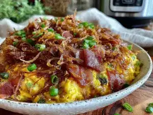 creamy slow cooker green eggs and ham - featured image