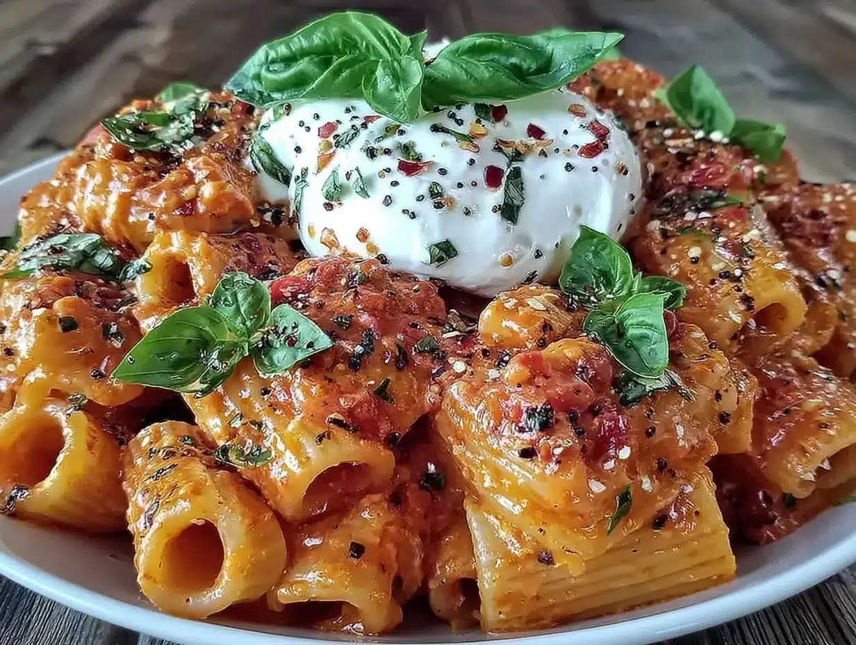 creamy spicy vodka rigatoni with burrata preparation steps