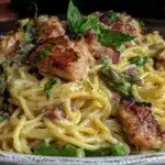 creamy spring pasta chicken instant pot recipe - featured image