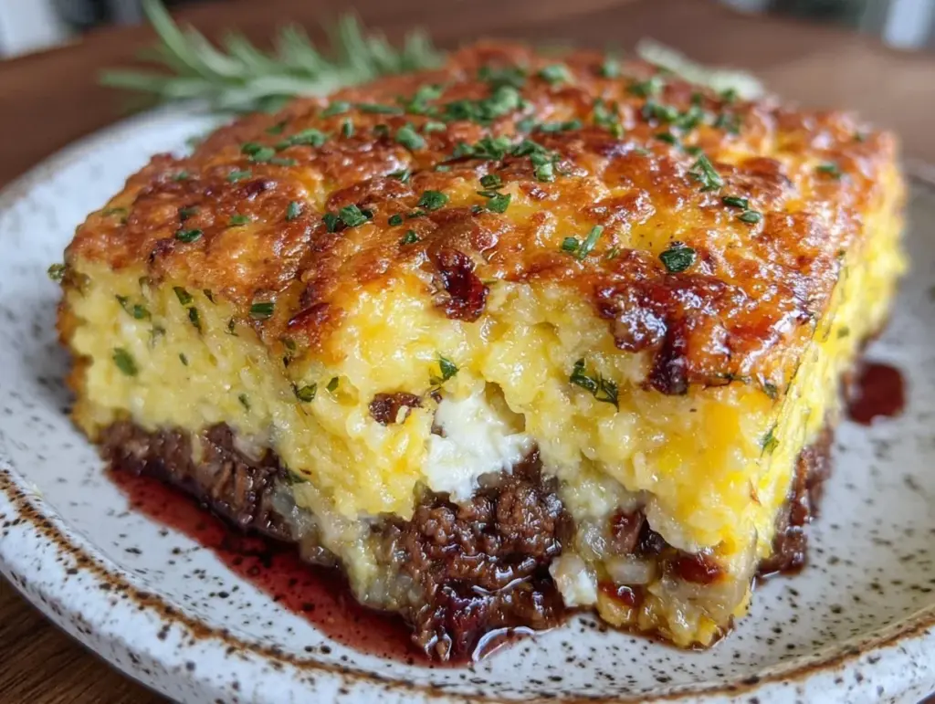 crispy lemon herb-crusted beef casserole - featured image