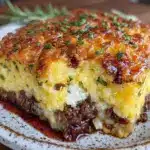 crispy lemon herb-crusted beef casserole - featured image