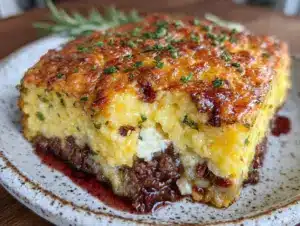 crispy lemon herb-crusted beef casserole - featured image