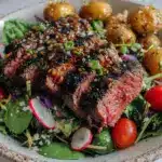 crispy roasted beef spring salad - featured image