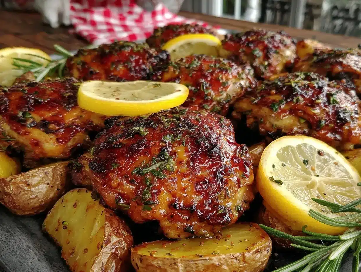 crispy sheet pan lemon herb chicken thighs preparation steps