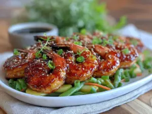 crispy teriyaki spring shrimp recipe - featured image