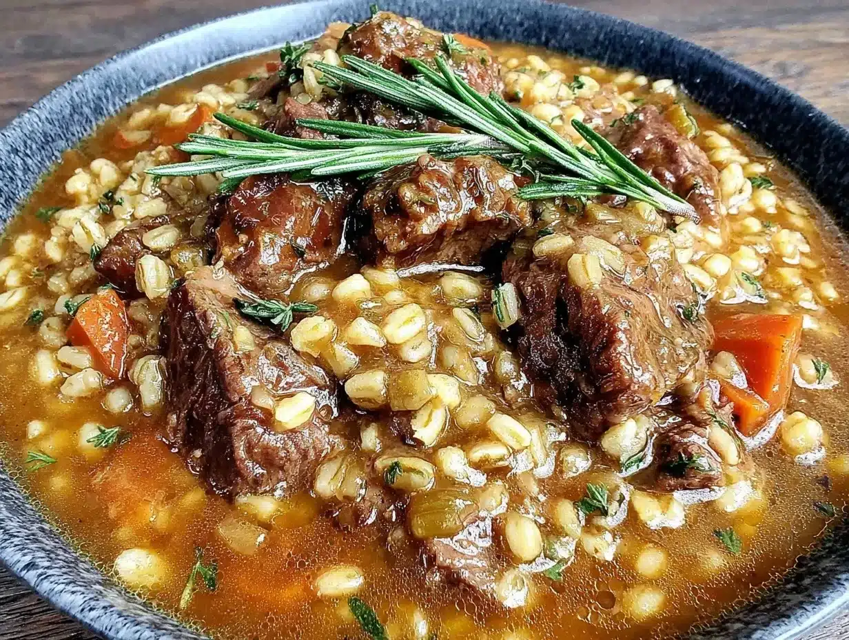 crockpot beef and barley stew preparation steps