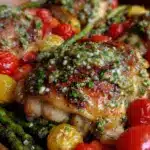 easy crispy sheet pan pesto chicken - featured image