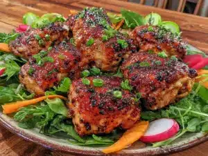 easy honey garlic spring chicken salad - featured image