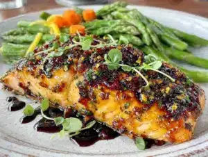 easy tangy balsamic spring salmon - featured image