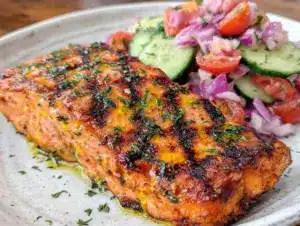 fresh mediterranean grilled salmon - featured image