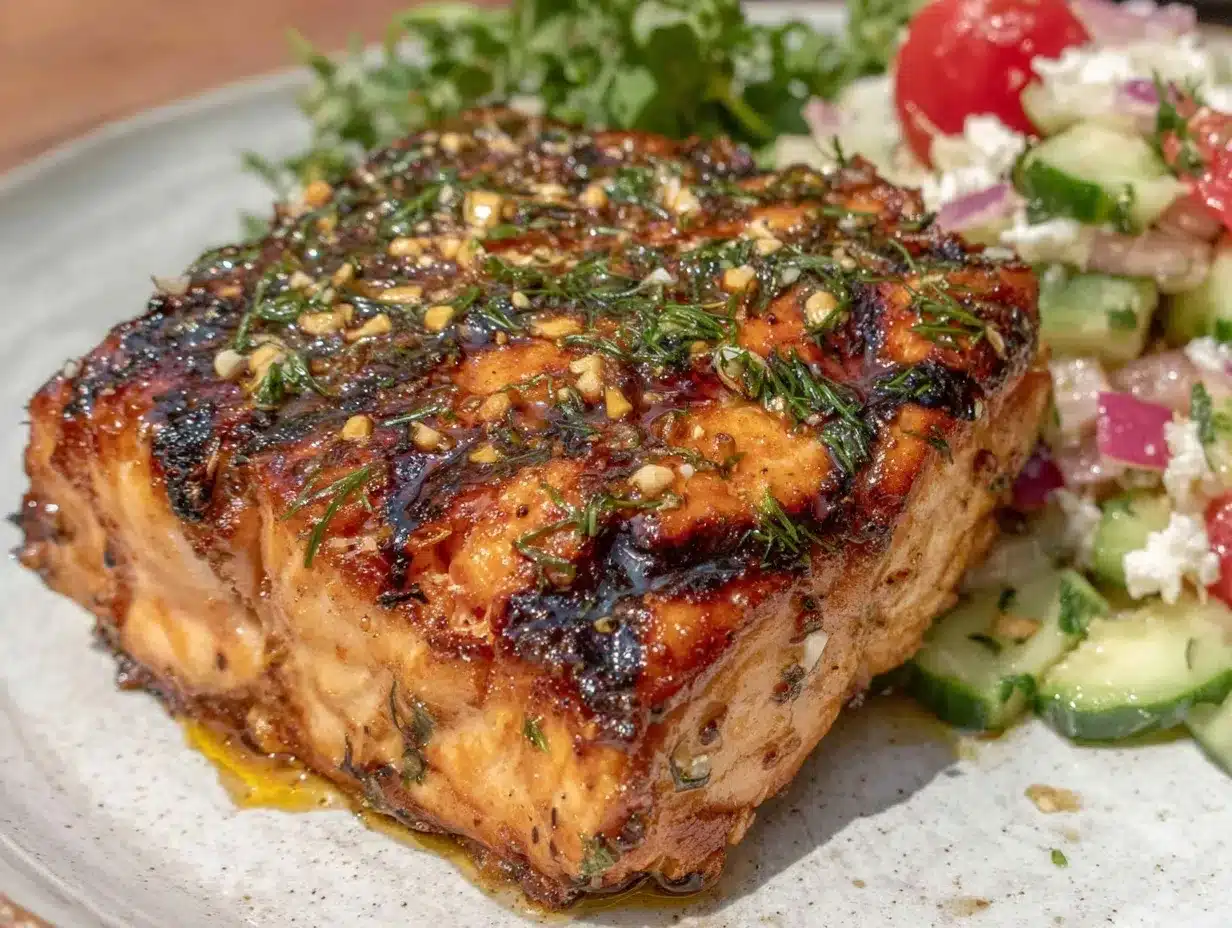 fresh mediterranean grilled salmon preparation steps
