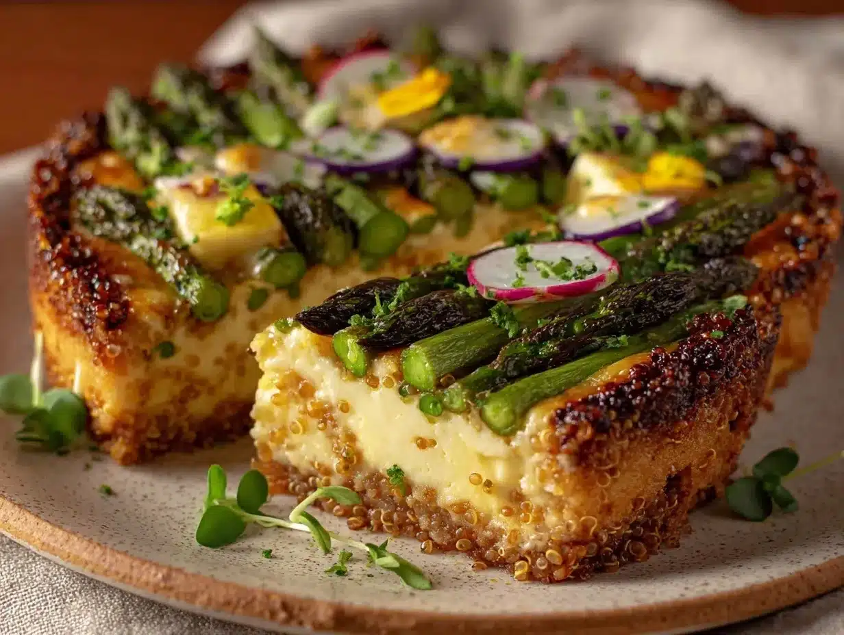 fresh spring quinoa tart preparation steps