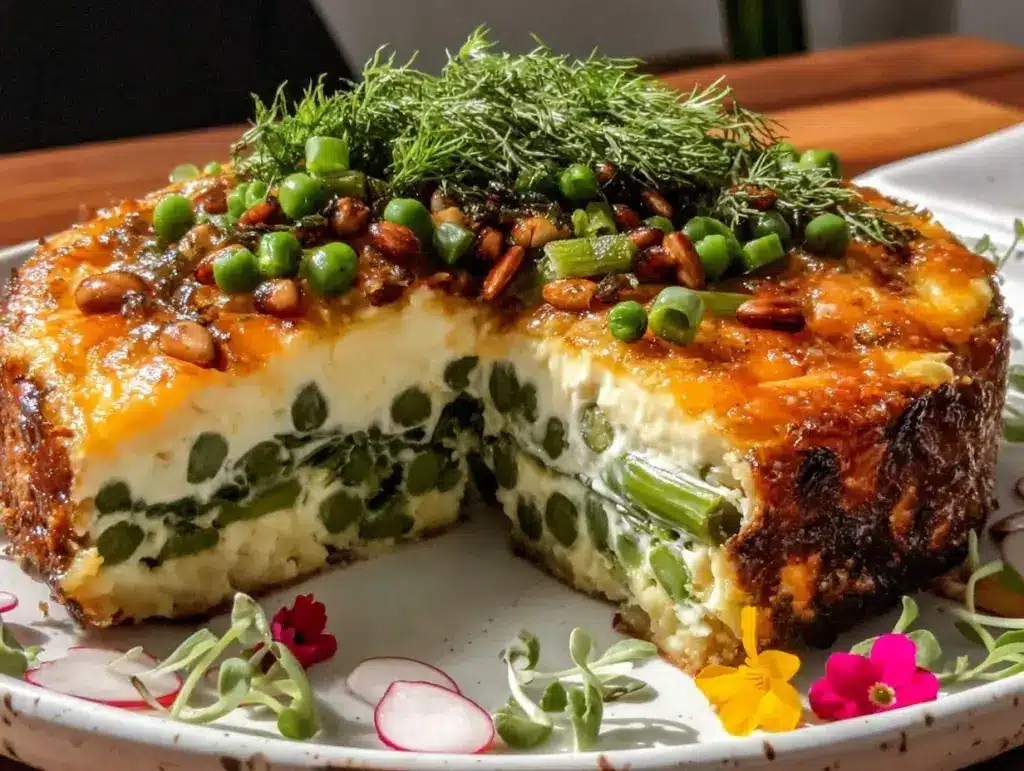 fresh spring salad casserole cake - featured image