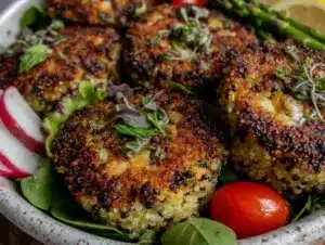 fresh spring salad with quinoa muffins - featured image