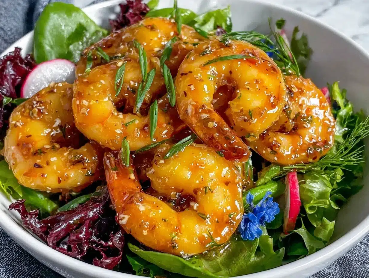 honey garlic spring salad shrimp - featured image