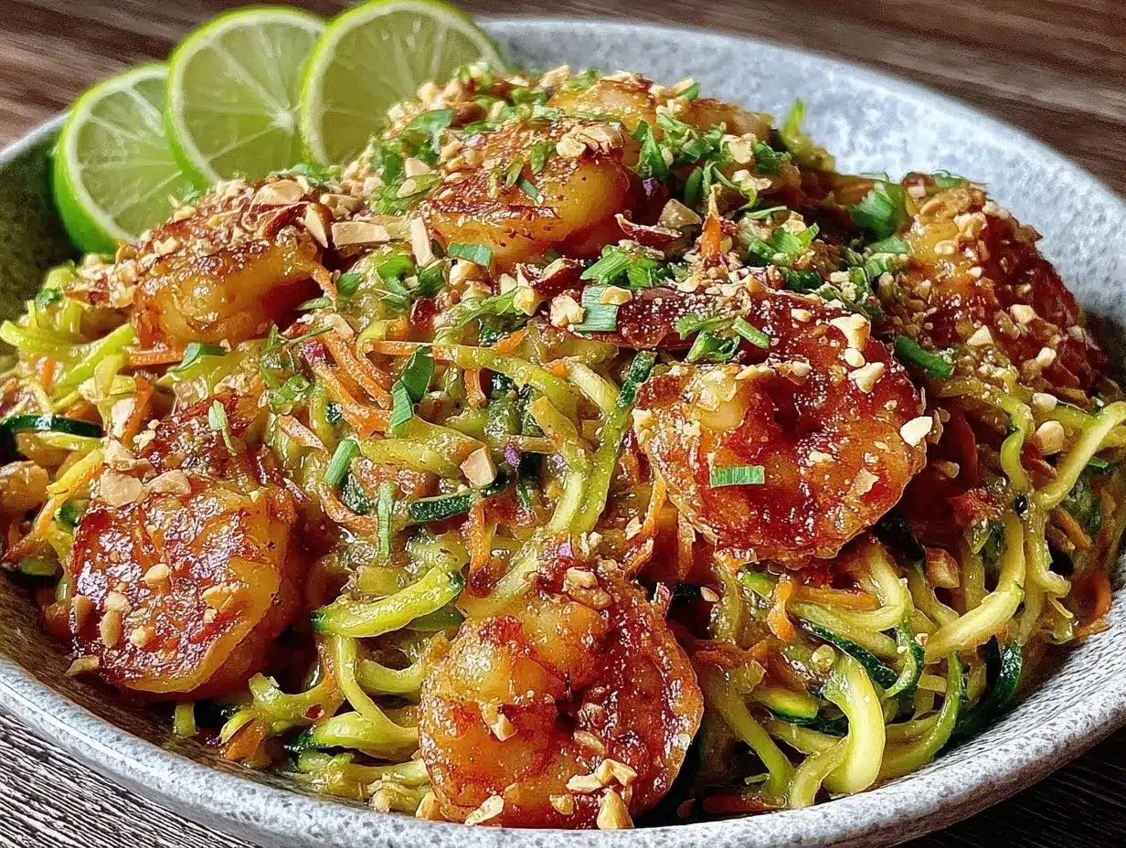 low carb zucchini noodle pad thai preparation steps