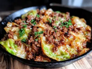one-pan ground beef and cabbage skillet - featured image