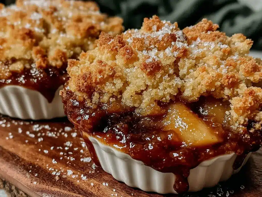 salted caramel apple crisp - featured image