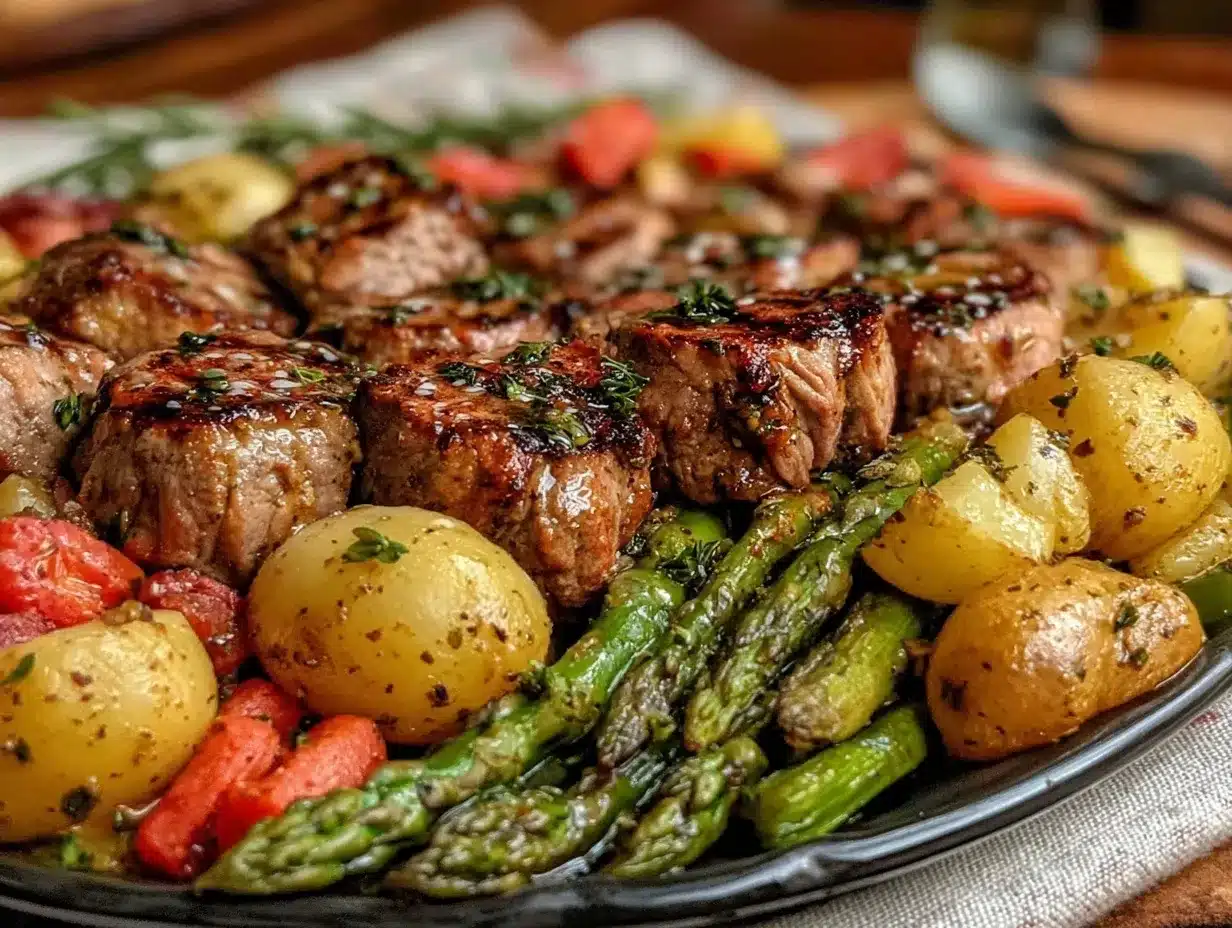 spring pork sheet pan dinner preparation steps