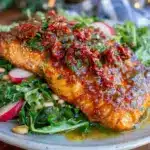 sun-dried tomato salmon salad - featured image