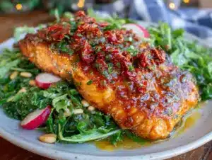 sun-dried tomato salmon salad - featured image