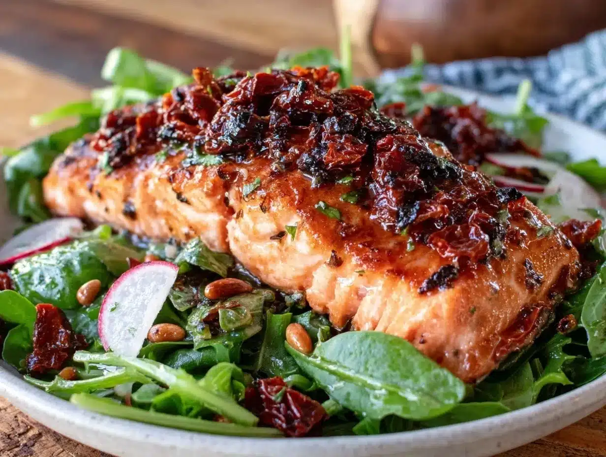 sun-dried tomato salmon salad preparation steps