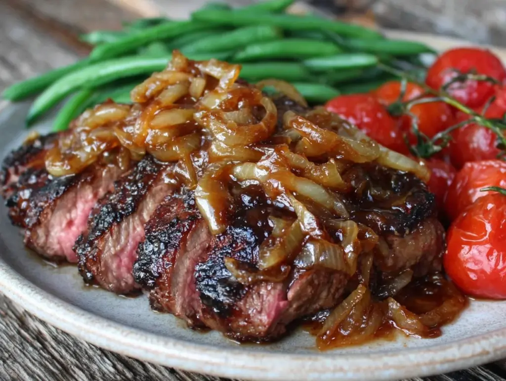 tender caramelized onion summer lamb recipe - featured image